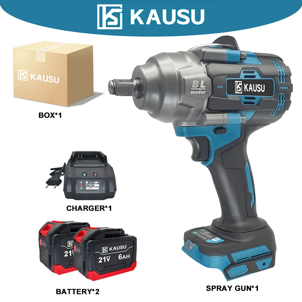 KAUSU Brushless Electric Impact Wrench Max 2500N m Torque 1 2 Inch Cordless Electric Wrench Power Tools Makita 18V Battery