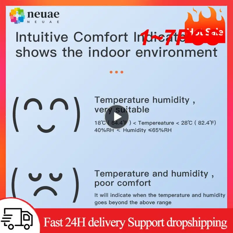 

1~7PCS Tuya Temperature Humidity Sensor Mini LCD Digital Display Compatible with APP Remote Control Thermometer