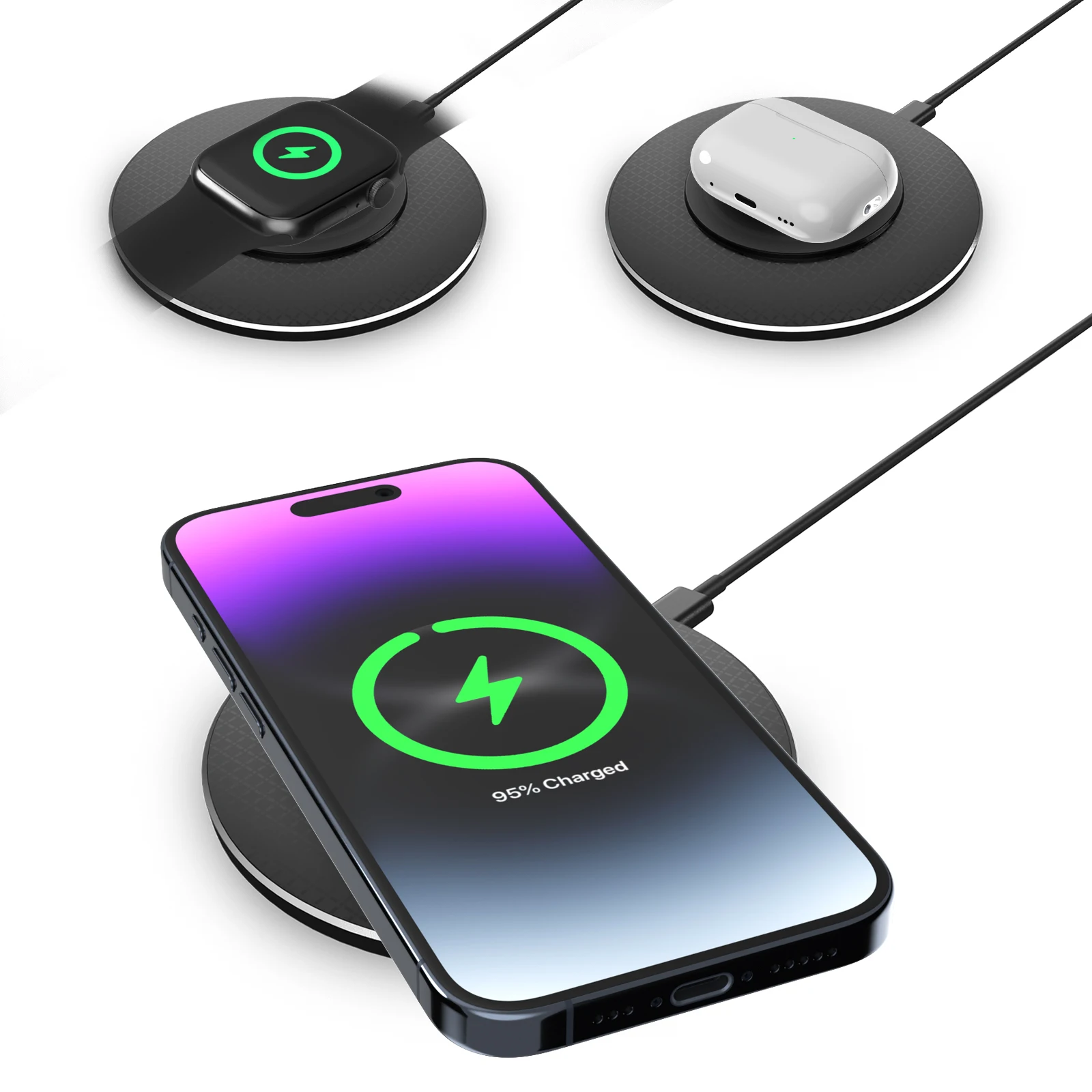 30W Wireless Charger Stand Pad Mobile Phone Desktop Fast Charging Dock Station For iPhone 16 15 14 13 12 11 8 X Xiaomi Samsung