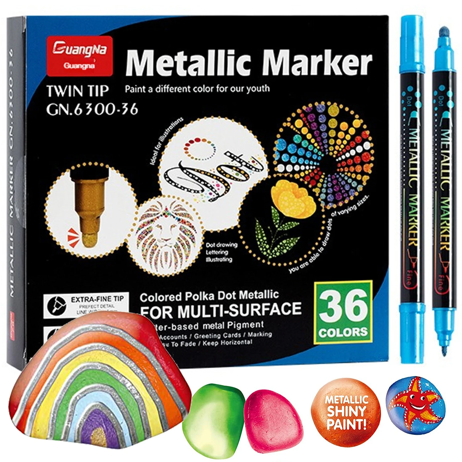 36colors Dual Tip Acrylic Paint Marker Pens Extra Fine Dots Tip