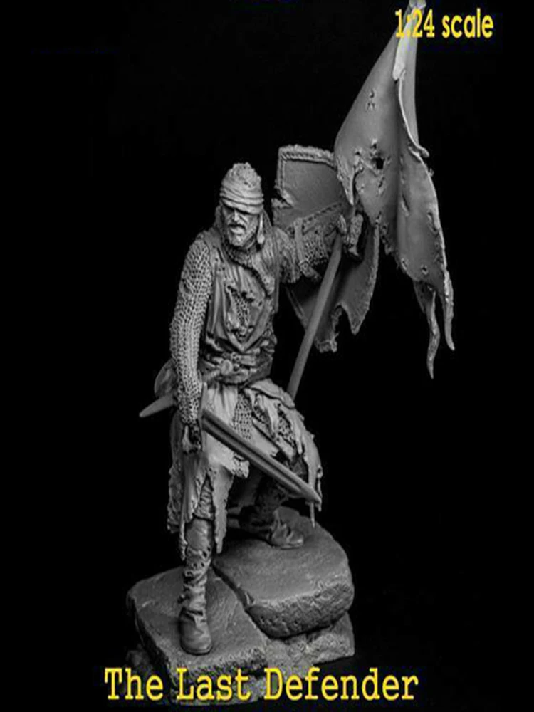 Neuer unmontierter 1/24 75 mm alter Krieger mit großer Basis, Harzfigur, unbemalter Modellbausatz