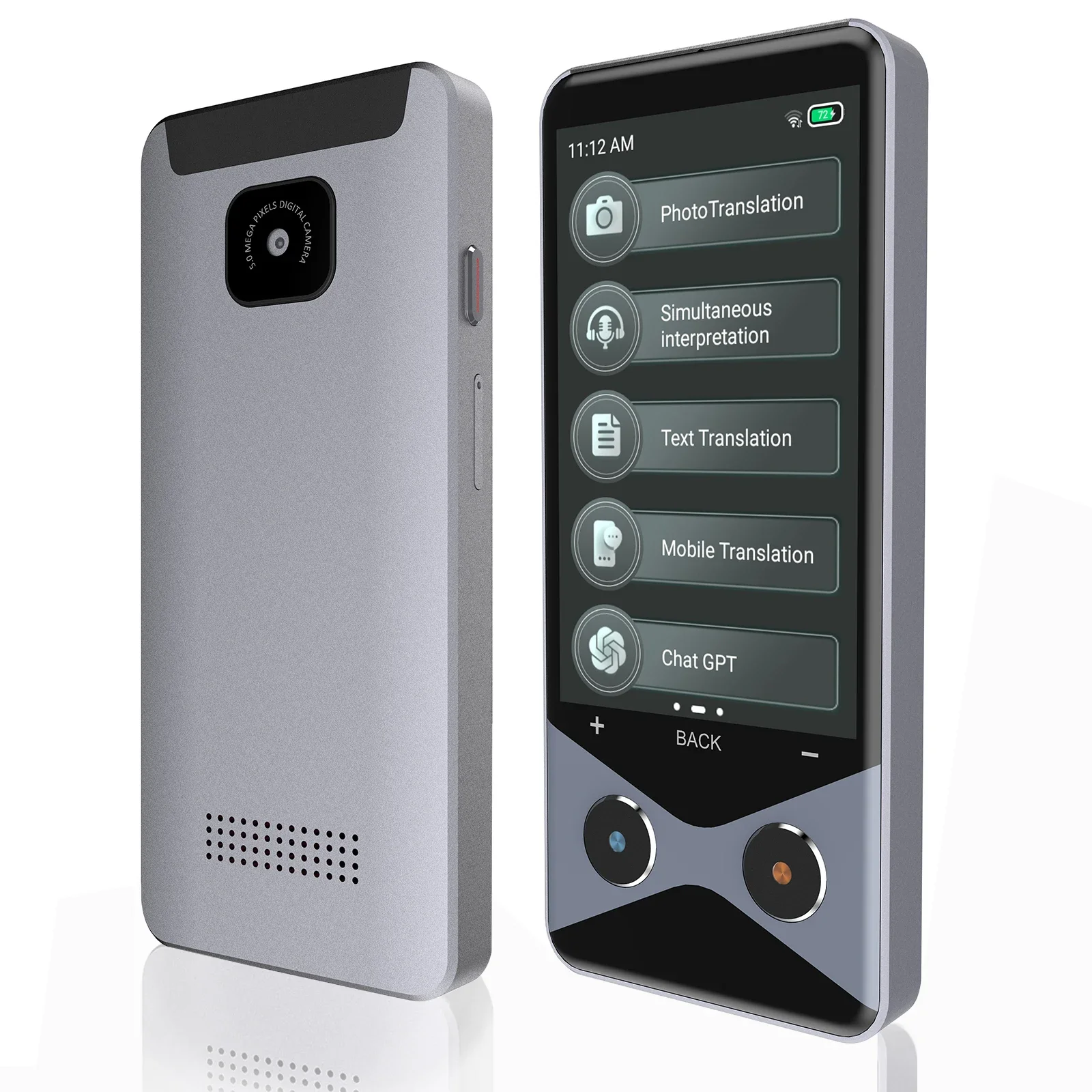 Type-C 3.7" 4G/WIFI/Hotspot Translator Qualcomm Processor Support 137 Languages 1G RAM 16G ROM Standard 5-megapixel HD Camera