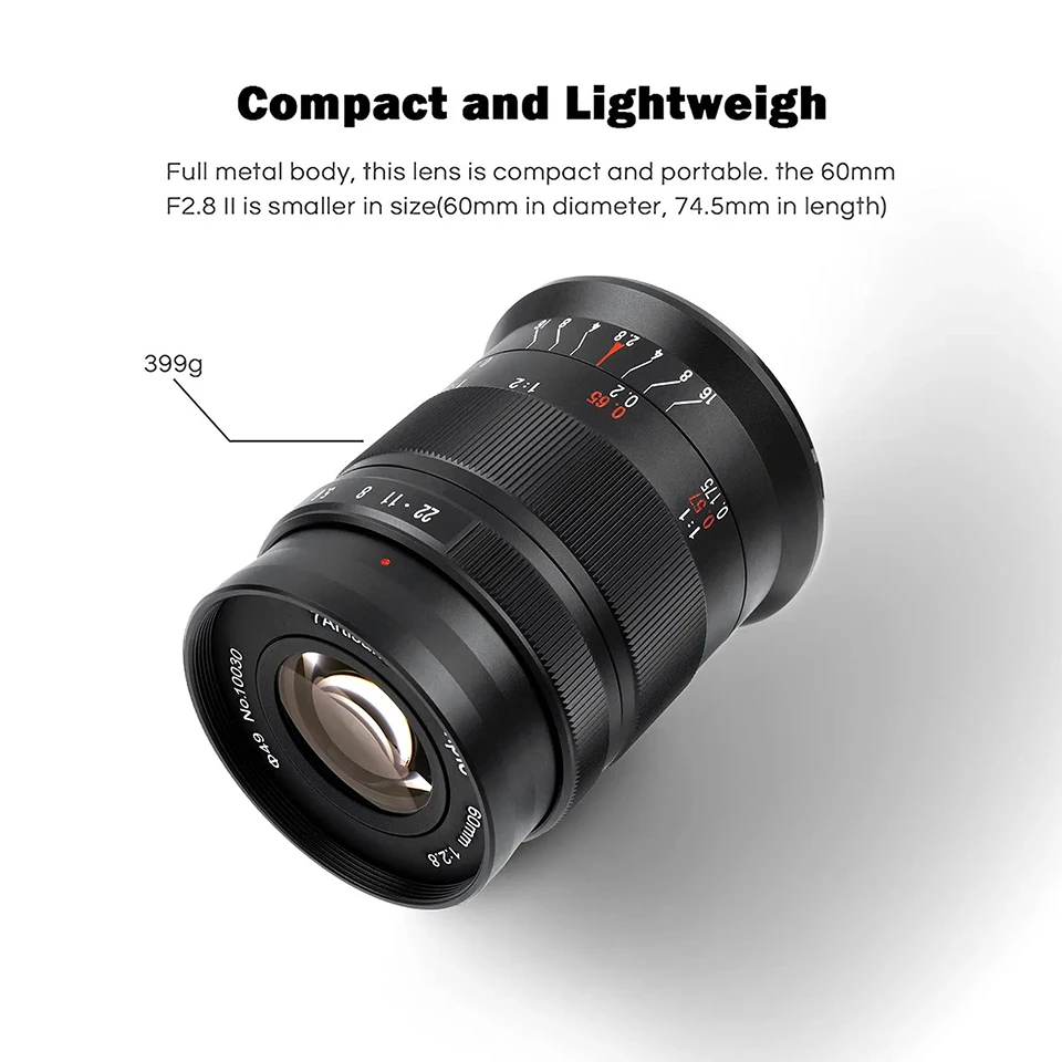 7artisans APS-C 60mm F2.8 II 카메라 렌즈 ( E A7RIII, 후지필름 XT-100, 니콘 ZFC, 캐논 RF, M43 L-마운트용) 매크로 사진 촬영용