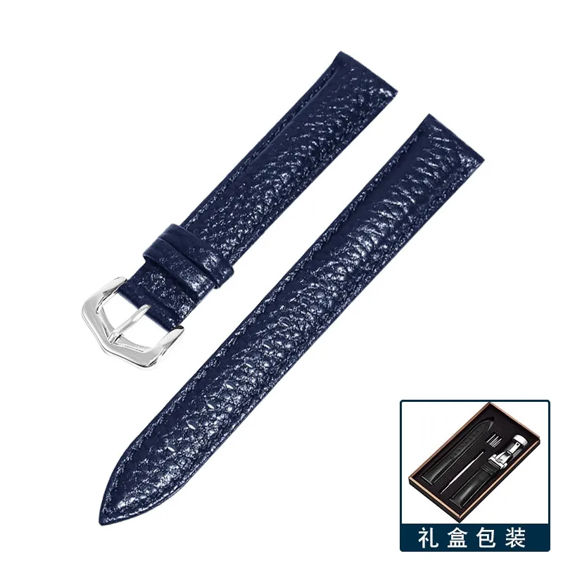 Men's and Women's Leather Watch Strap with Pin Buckle - Lychee Texture