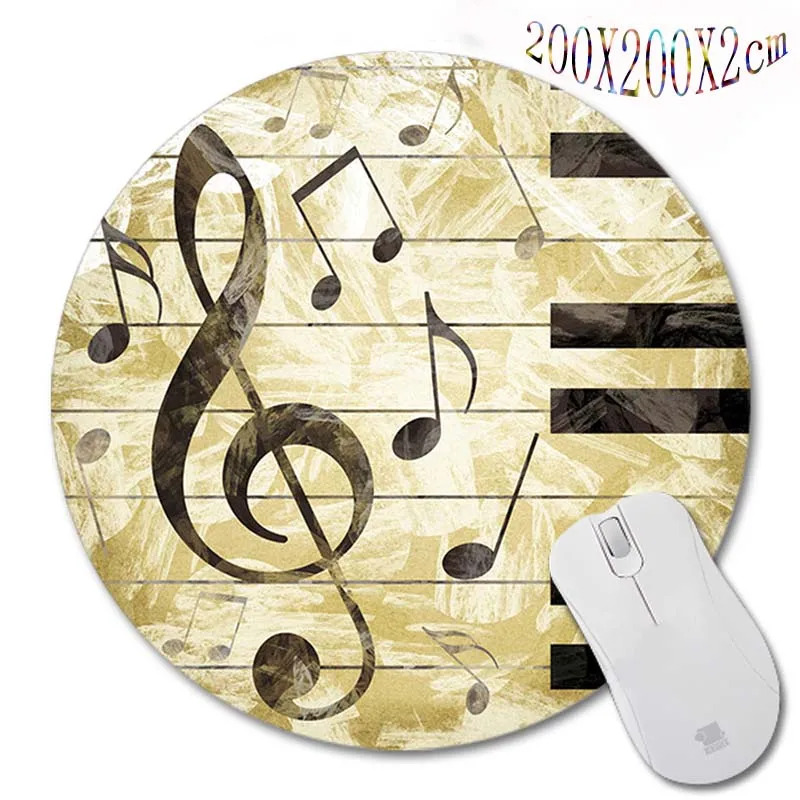 Piano Music Symbol Mouse Pad Color Computer Round Mousepads Game Coaster 200X200/220X220MM Mat DIY Pads Desk Mat Gaming