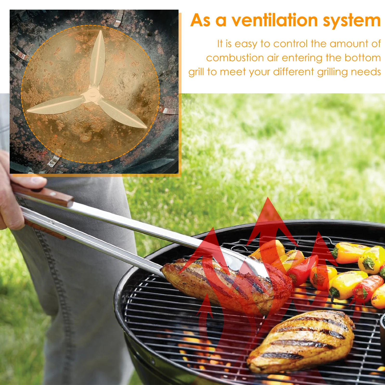 Description Picture 5 of itemFor 22-1/2Inch Grills One-Touch Cleaning System Kit Charcoal Grill Kettle Grills Replacement Parts Grill Cleaning Kit