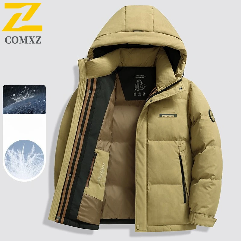 COMXZ Fashion Bread Jacket Loose Hooded Cold Proof Snow Traveling Ski Padded Jacket Streetwear Warm Winter Jacket Men's Clothing