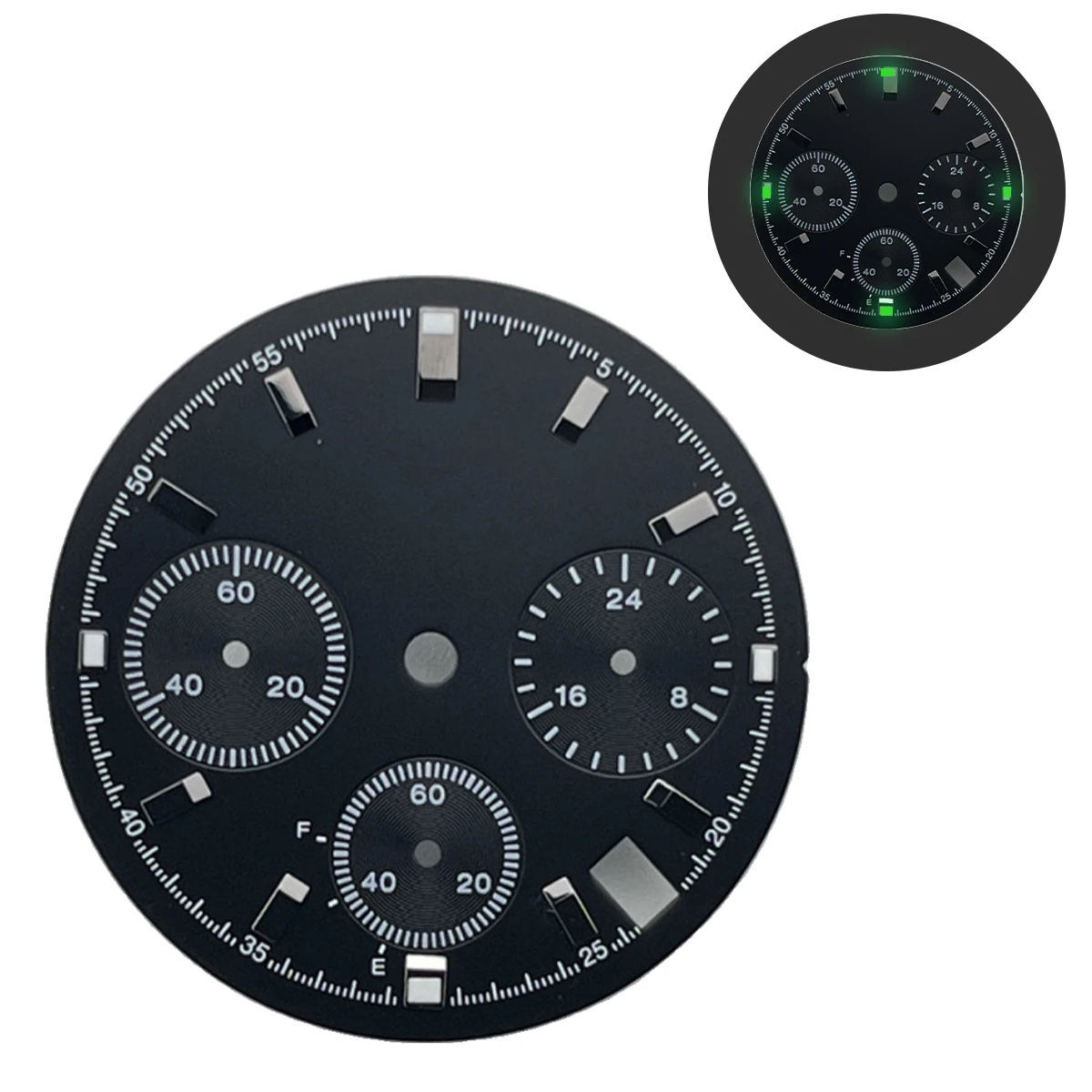 Luminous Sunray Chronograph Watch Dial with 6 Hands