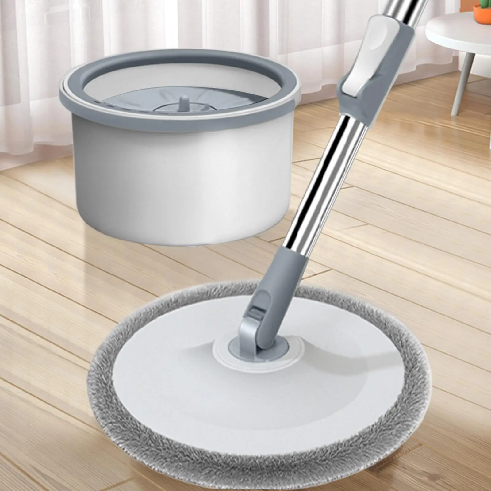 Mop With Bucket Set Rotating Mop Single Bucket Kit With Wringer Household Cleaner Supplies With Separate Dirty Water System For