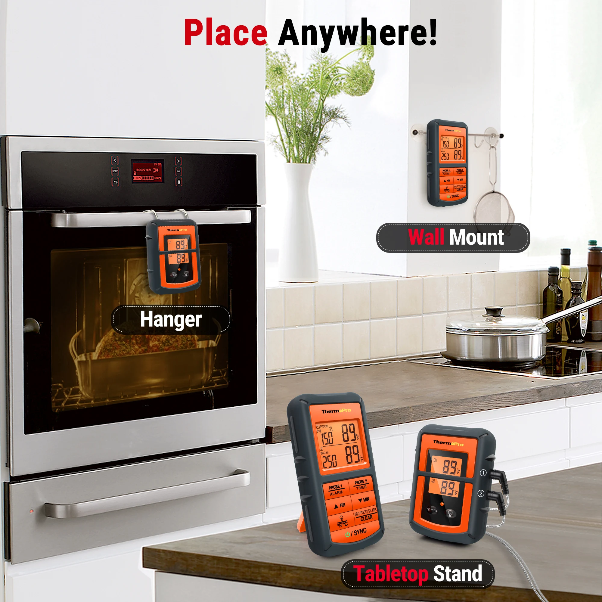 ThermoPro TP08C 듀얼 프로브 백라이트 150M 무선 바베큐 그릴 주방 요리용 식품 고기 온도계
