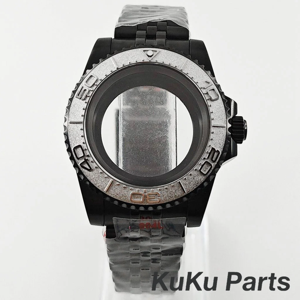Black Purple GMT Bezel Watch Case with PVD Black Jubilee Bracelet and Sapphire Crystal