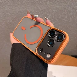 Transparent Magnetic Shockproof Phone Case with Metal Lens Protection - iPhone 17 Pro Max (Orange)