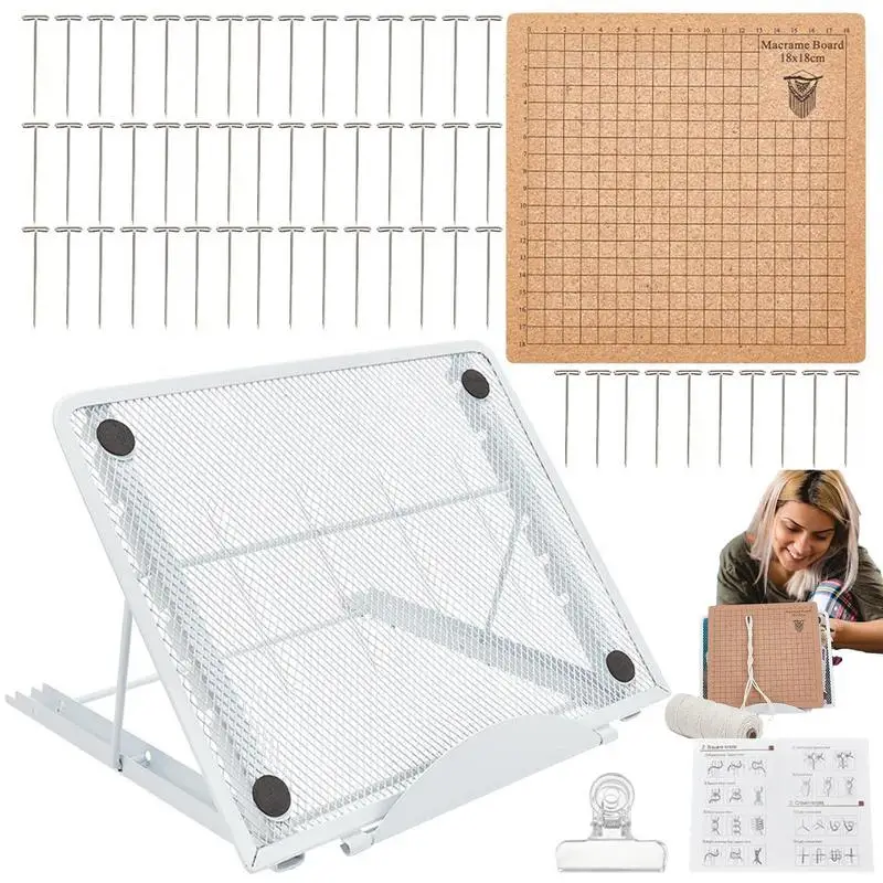 Tablero De Macramé Doble Cara 30x30 Cm - Con 50 Agujas T De Acero, Reutilizable, Para Pulseras Y Proyectos De Nudos