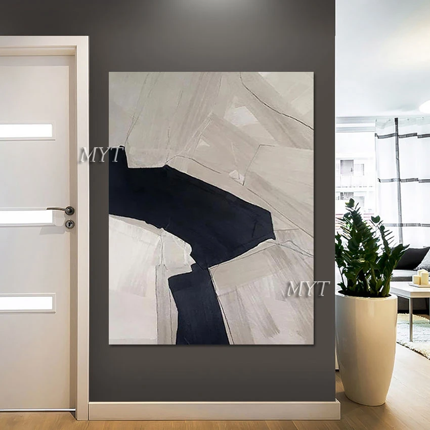 

Black Abstract Knife Art Oil Painting Wall Hand Picture Unframed Thick Acrylic Canvas Artwork Latest Arrival Room Decoration