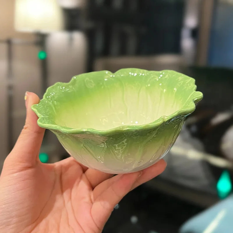 Creative cabbage shaped ceramic salad bowl family fruit snack plate dinner plate complete tableware kitchen utensils accessories