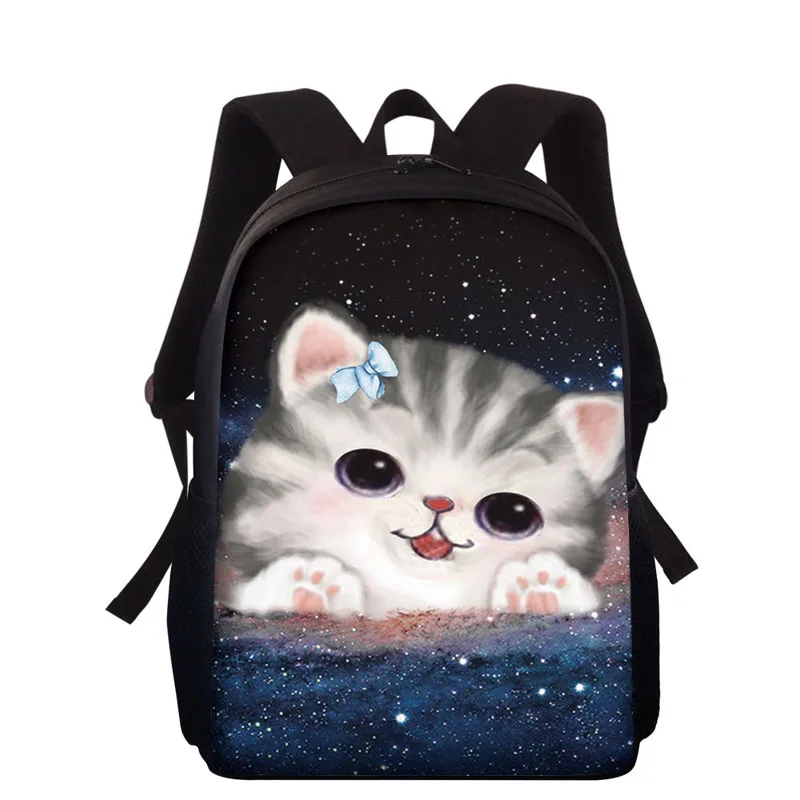 

15” School Bags for Boys Girls Children Backpacks School Backpacks Cartoon Cat 3D Print Student Book Bag Kids Backpack Schoolbag