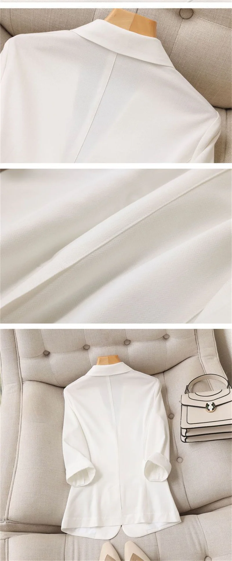 Spring Summer Women Seven Points Sleeve Small Suit Coat Korean Female Solid Color Blazer Jacket Ladies New Leisure Fashion Tops