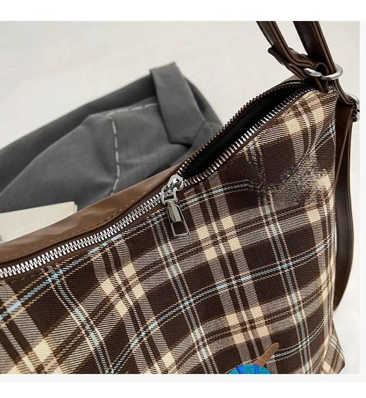 New Super Hot Large Capacity Women's Cute Sausage Dog Plaid Shoulder Autumn/Winter Versatile Fashion Simple Tote Bag_voghion.com