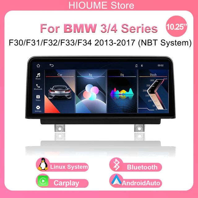 Unité de commande centrale multimédia pour BMW Série 3/4 F30/F31/F32/F33/F34/F35/F36 2013-2017 NBT, Carplay sans fil, Androidauto, système Linux 10,25 pouces, autoradio, lecteur DVD vidéo, navigation GPS 1
