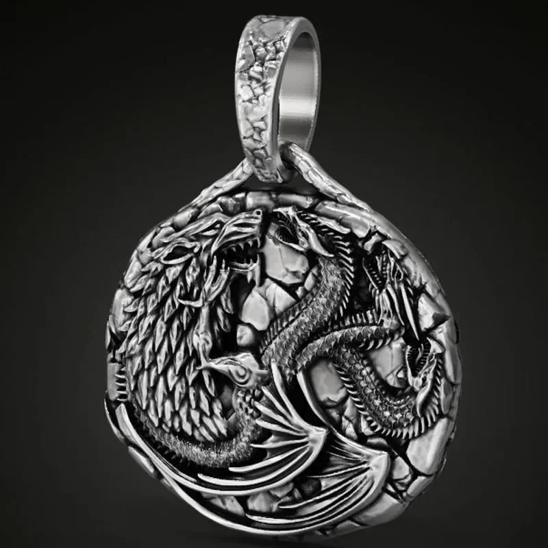 6g Fire and Blood Western Dragon Knight Mens Pendant Real  Customized 925 Solid Sterling Silver