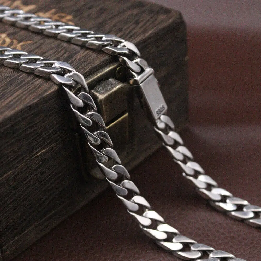 

Real 925 Sterling Silver 7mm Classic Curb Link Chain Men's Necklace 20inch L