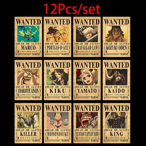 10Pcs Anime One Piece Luffy Wanted Vintage Posters Set for Room Wall Decoration Cartoons Zoro Wanted Painting Stickers Toys Gift - Image 6