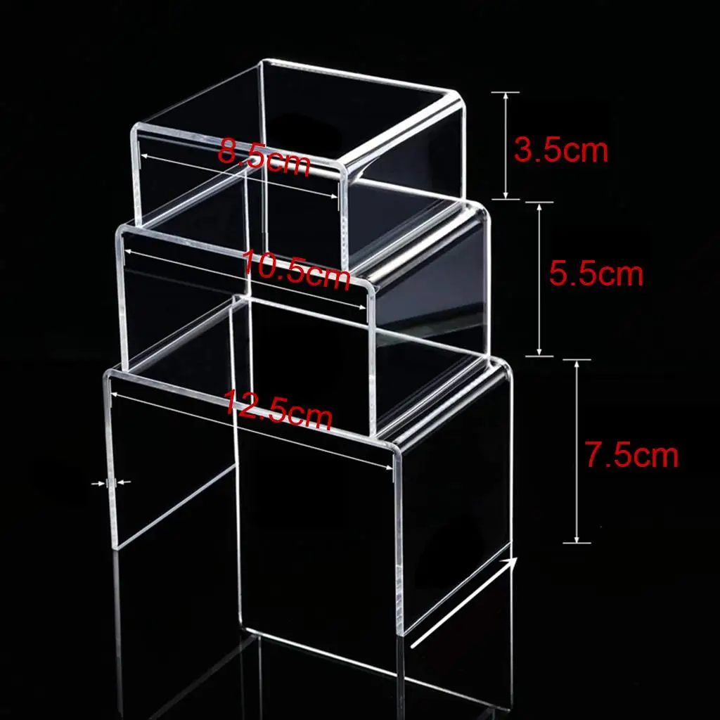 1 Set of 3``, 4 '', 5 "Clear Acrylic Riser Display for Collectible Figures