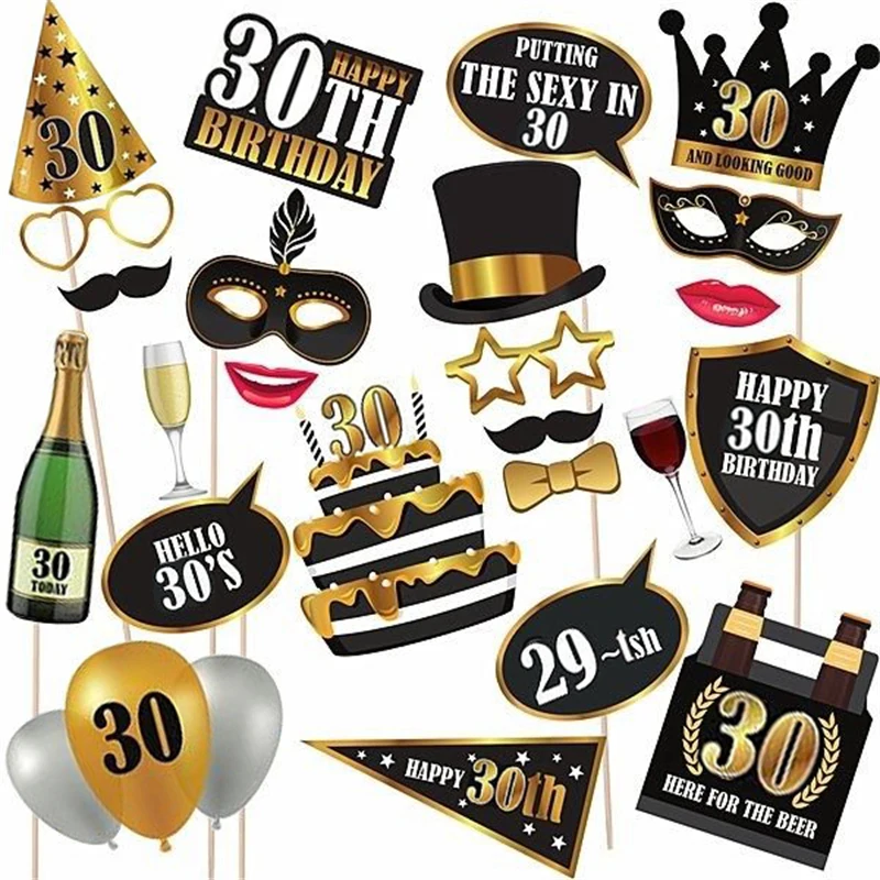 Romantic 30/40/50/60th Birthday Party Anniversary Decor Paper Props Photo Booth 