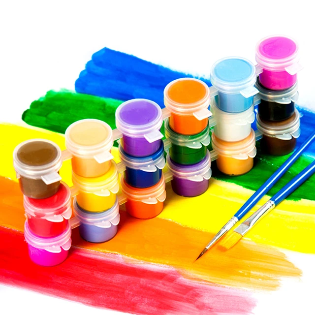 1Set 12 Colors Acrylic Paint Strips Paint Brushes Craft Paint Kids Paint  Set Plastic + Acrylic - AliExpress