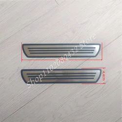 Stainless Steel Exterior Door Sill Protector with Chrome Mirror Stripe Design (2 PCS short)