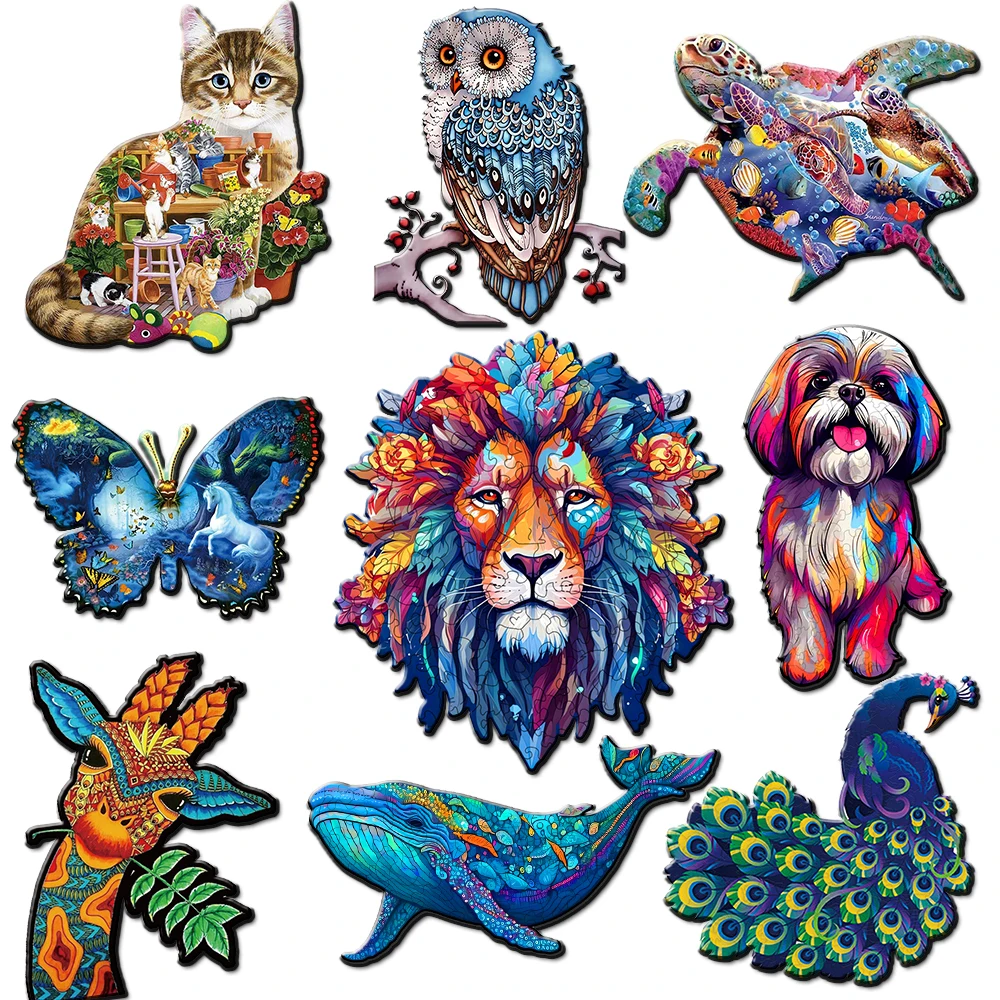 Wooden Jigsaw Puzzles Adult Unique Shape Advanced Wise Owl Family Puzzles