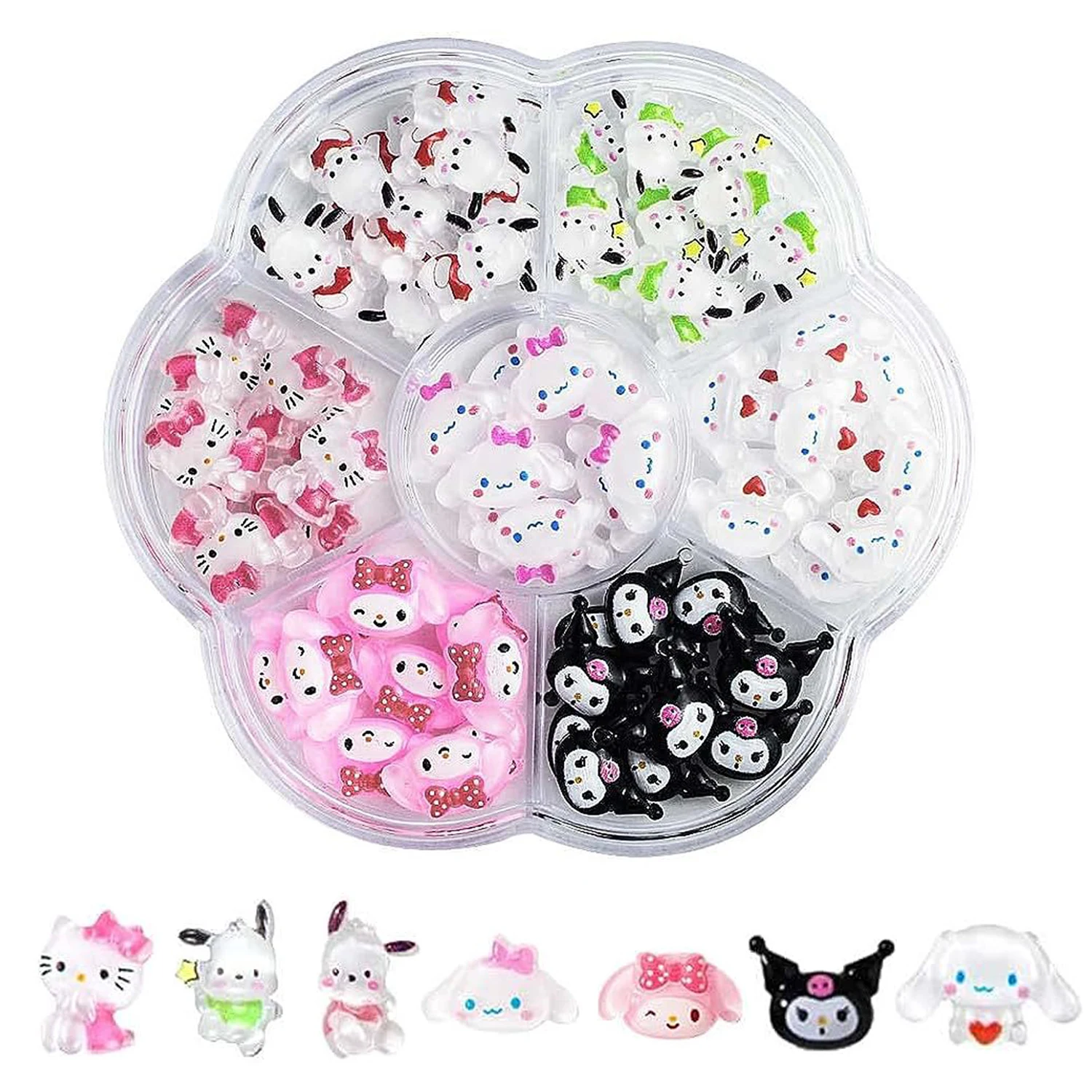 70Pcs/Box Sanrio Nail Charms Kawaii Hello Kitty Kuromi Cinnamoroll Cartoon  Nail Jewelry Charms Rhinestone Gems Kit DIY Crafts - AliExpress