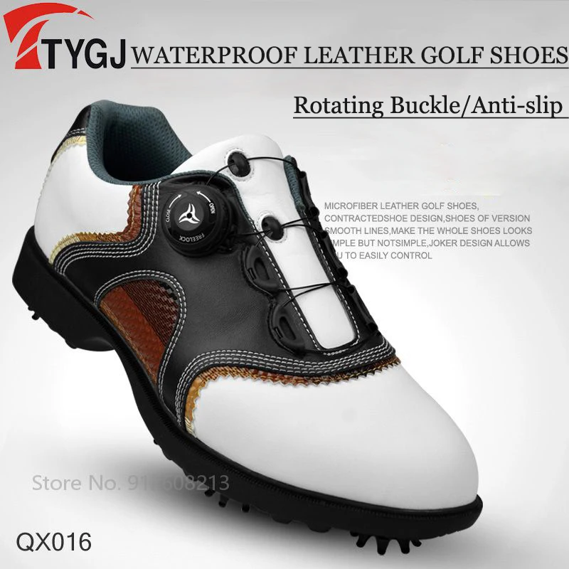 TTYGJ Men's Waterproof Golf Sneakers Male Leather Professional Golf Shoes Anti slip Sports Shoes