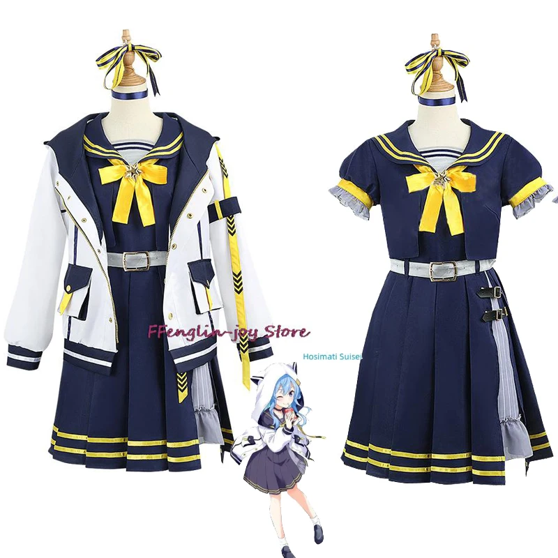 

Hololive Hosimati Suisei Suisui Suicopath Cosplay Costume Wig YouTuber VTuber Anime Jacket Halloween Cute JK Sailor Cos Uniform