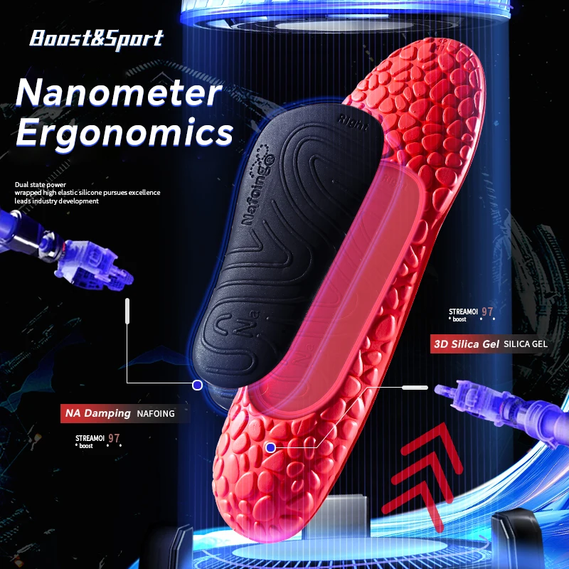 1 Pair Anti Slip Embedded Running Insoles-Comfortable Light High Elastic Air Cushion, Shock Absorption Insoles for Men Women