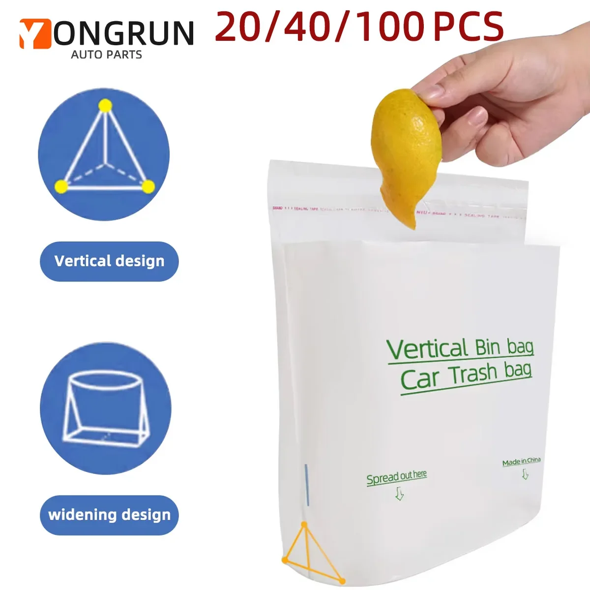 20 40 100pcs Strong Tear Resistant Car Specific Garbage Bag with High Quality High Temperature Resistance and Seamless Adhesion
