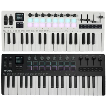 M-VAVE SMK-37 PRO 37-Key MIDI Controller With 16 RGB Pads 8 Knobs Built-in Synthesizer Portable Keyboard Instruments Digital