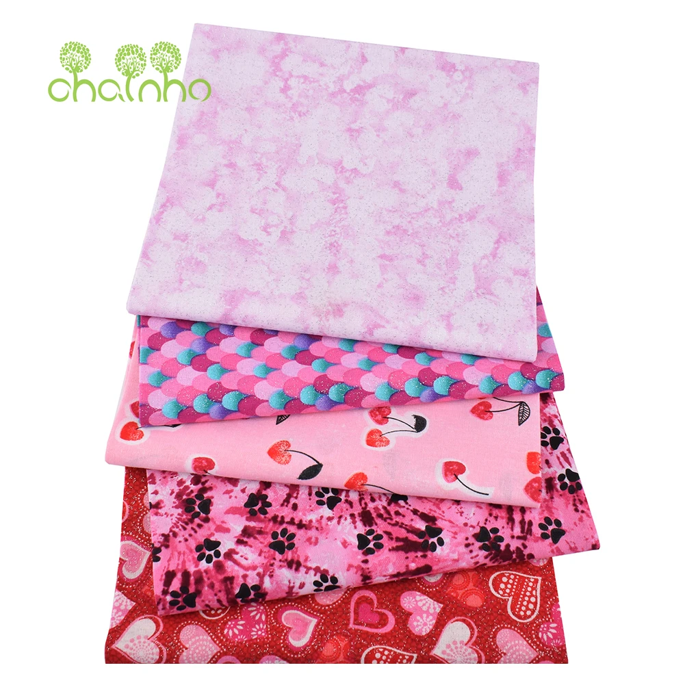 Chainho,Printed Plain Weave Cotton Fabric,Handmade DIY Quilting Sewing Material,Patchwork Cloth,Bronzing Series,20x25cm,15CD59