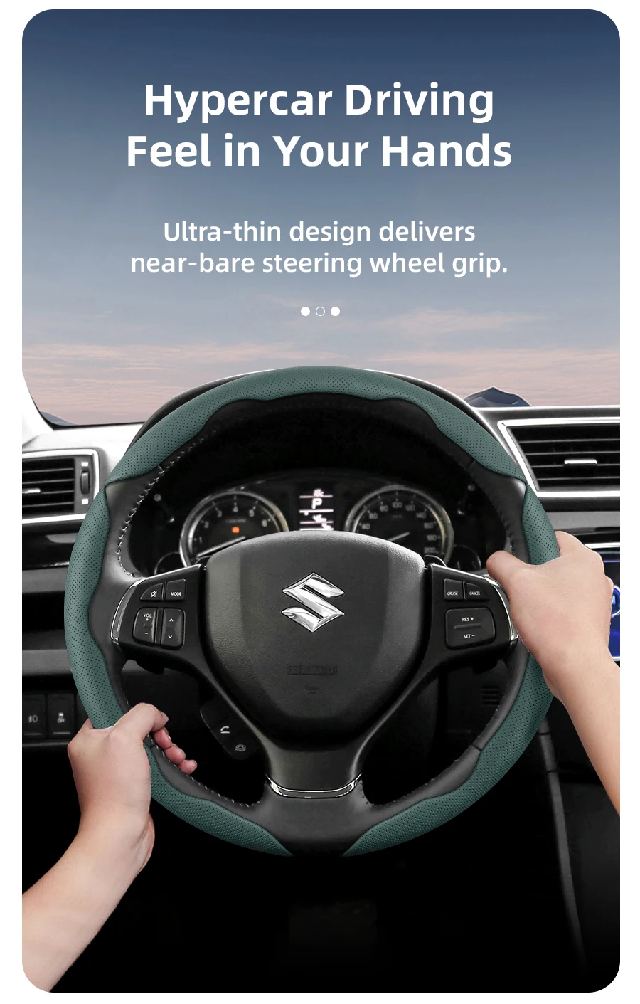Geeignet für Suzuki, atmungsaktiver Loch-Leder-Lenkradbezug, segmentiertes Schnellverschluss-Design, rutschfest und langlebig, Swift 2011 Sx4 Grand Vitara Jimny Solio S-Cross Alto Liana Baleno 2013, Zc32S Sport Ly Zubehör Ciaz – Detail 9