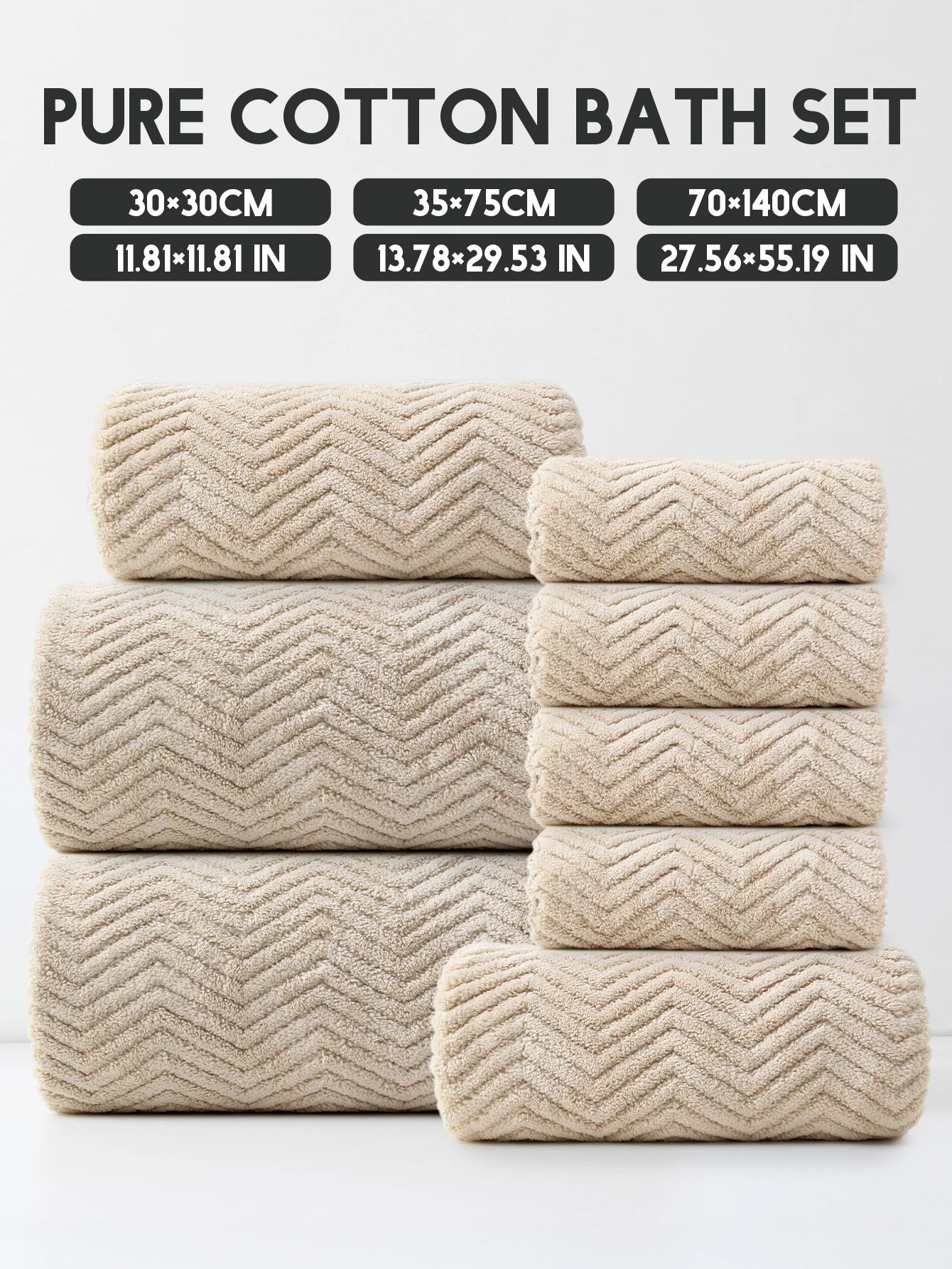 8-Piece Set [4 Square Towels + 2 Towels + 2 Bath Towels] Coral Velvet Foldable Combination Set, Can Be Used for Bathroom, Bedroom, Hotel, Outing and Other Places 3