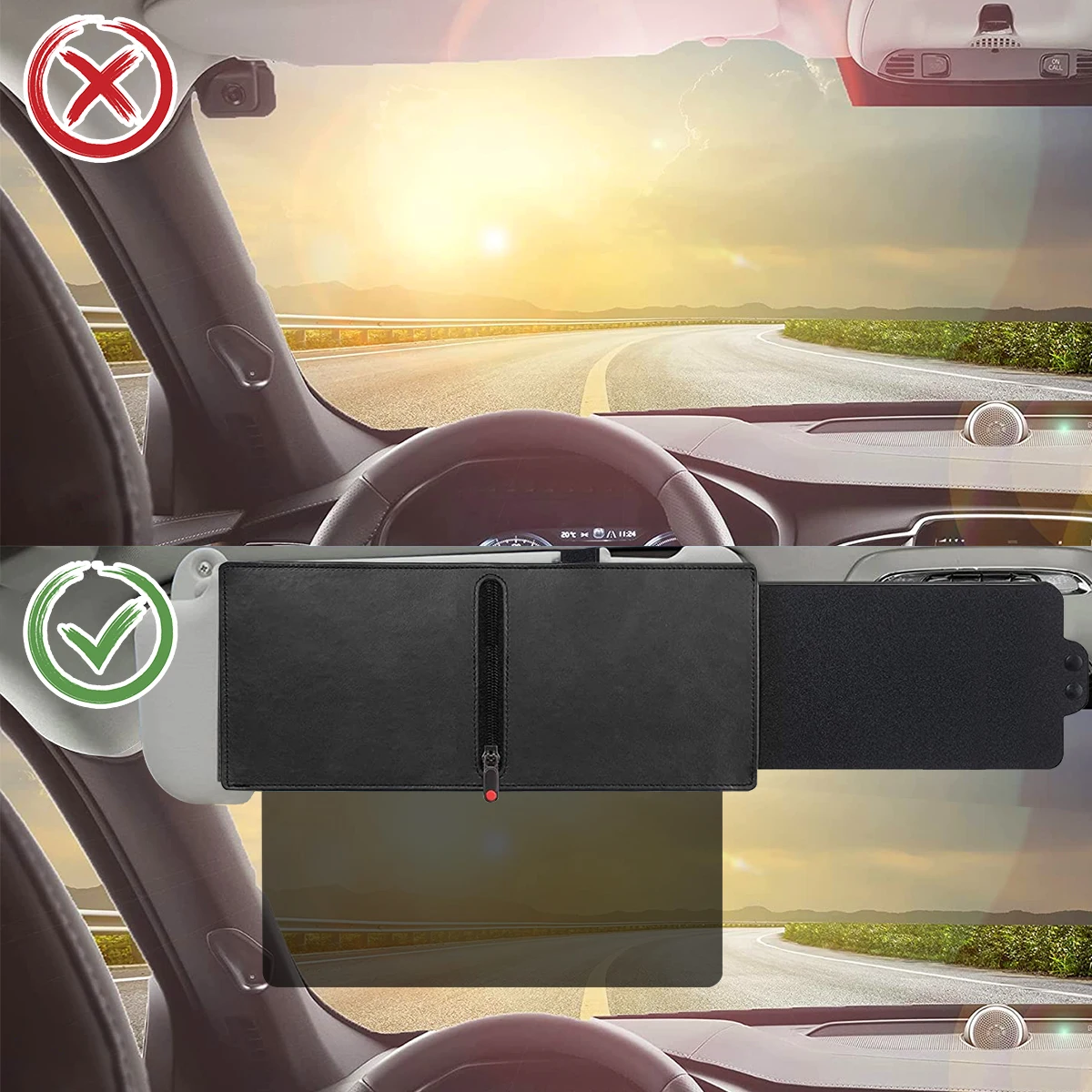 Polarized Car Sun Visor Anti-Glare Front Side Sunshade Extender