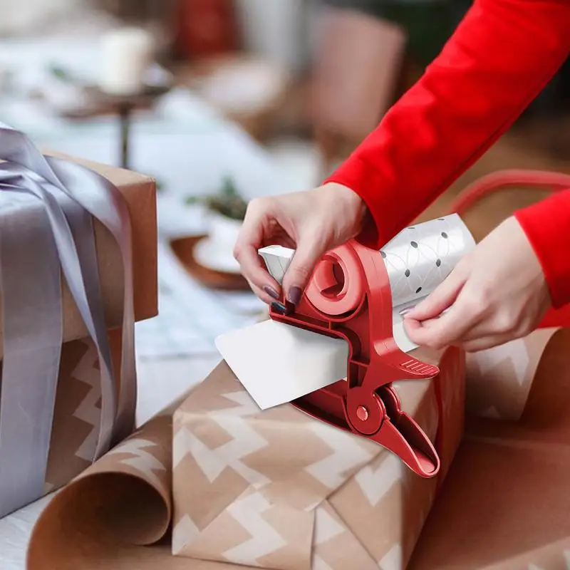 2pcs Tape Dispenser Cutter Paper Roll Holder Clip Wrap Tabletop Gift Wrapping Tool Christmas New Year Holiday Arts Crafts Tools