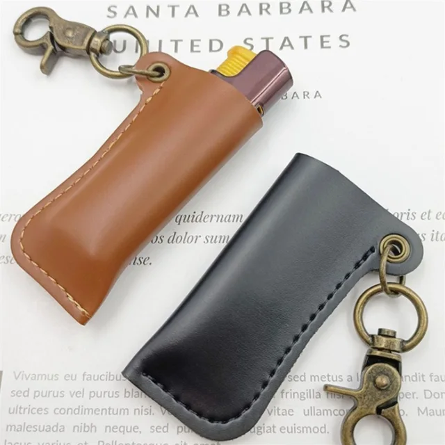 Étui pour briquet en cuir pu Vintage, porte-clés pour hommes, briquet portable, manchon de protection 1