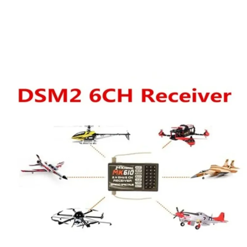 Récepteur DSM2 MK610 6CH 2.4GHz à côté d'une pièce de monnaie pour échelle