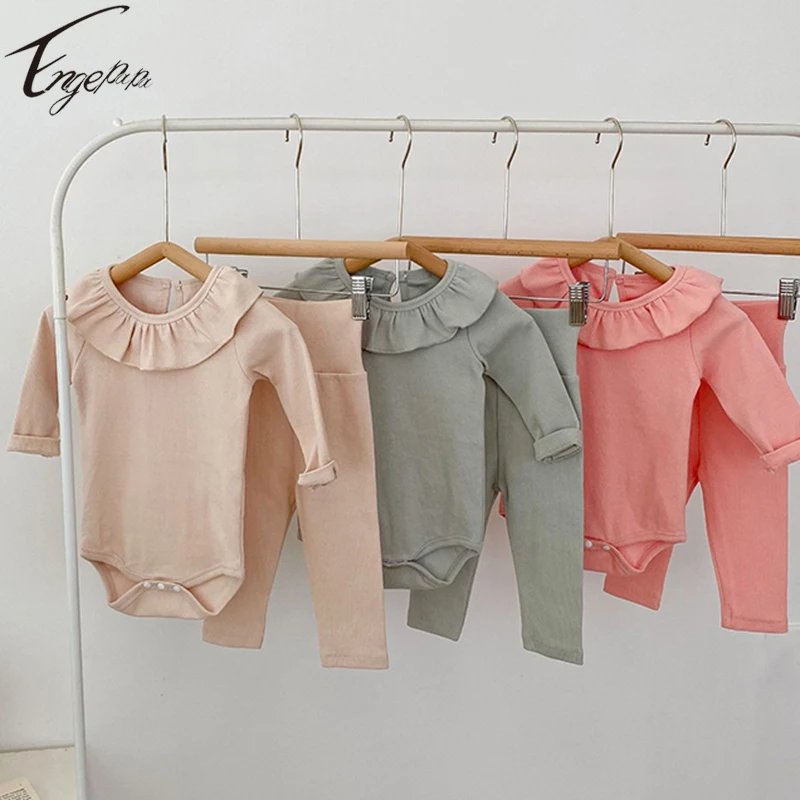 

Engepapa Princess Baby Girls Solid Color Set Toddler Baby Girls Rompers+ Pants 2PCS Infant Baby Spring Autumn Suit Clothes