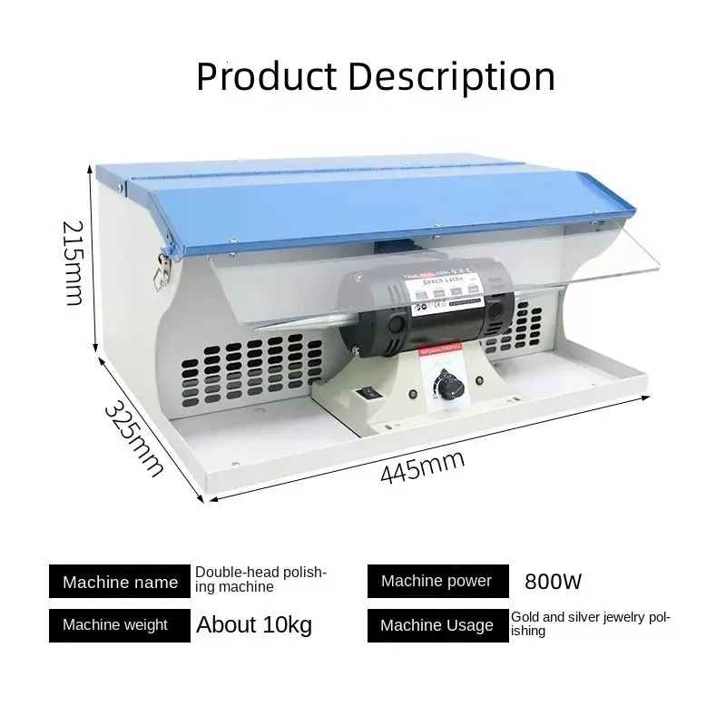 110V/220V Polishing Machine With Dust Collector 800W Polishing Grinding Motor Bench Grinder Polisher Jewelry Polisher Machine 3
