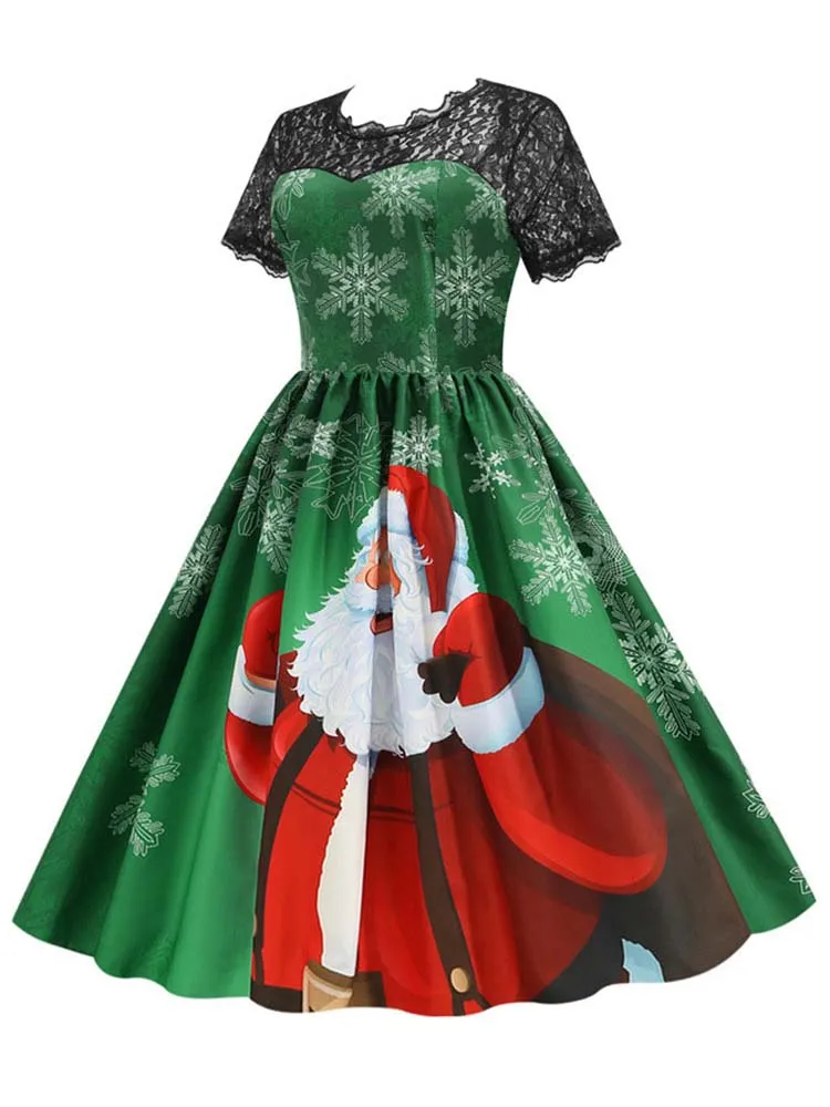 fitted lace wedding dress Retro Stage 1950s Christmas Swing Dress main image 1