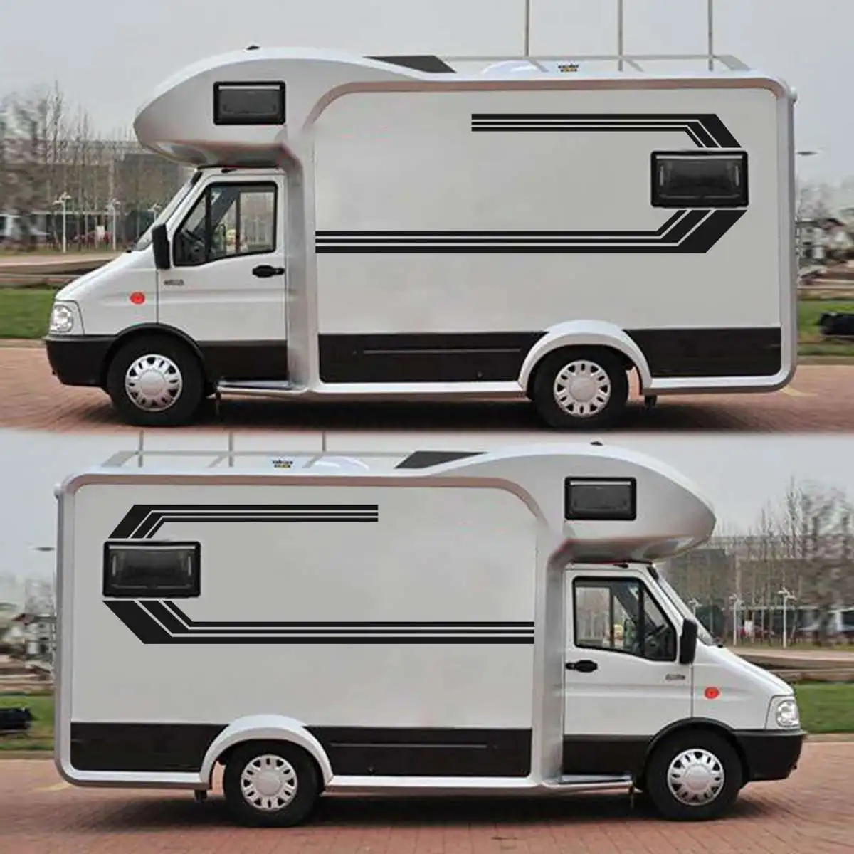 

4PCS Car Body Side Stripe Shape Stickers Camper Fashion Creative Vinyl Decals Auto Exterior Decoration Modification Accessories