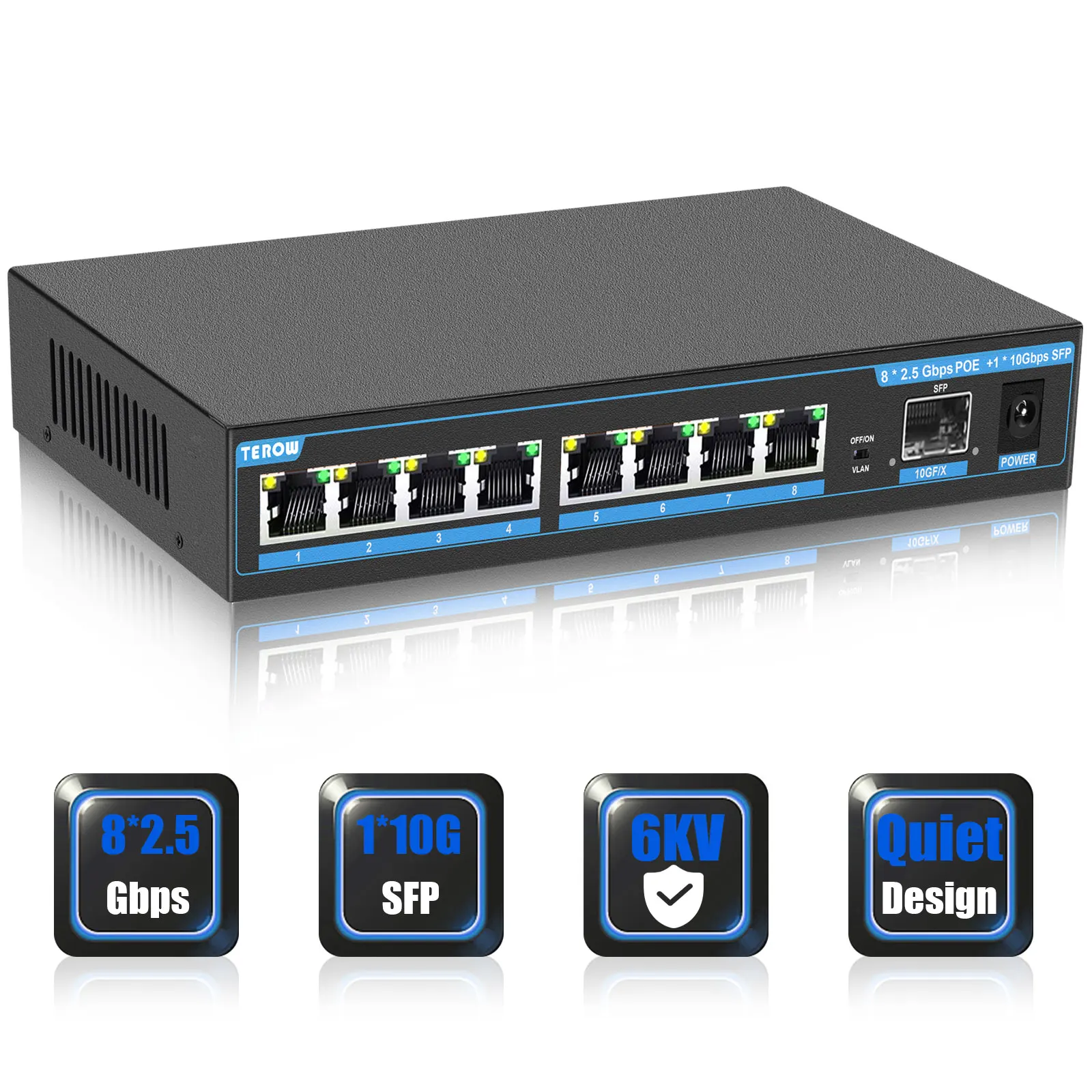Terow-switch de Rede Gigabit Ethernet Conector para Roteador Wi-fi Aplicativo sem Fio 10g Sfp Rj45 Interruptor Poe 2.5g Portas - Imagem 6