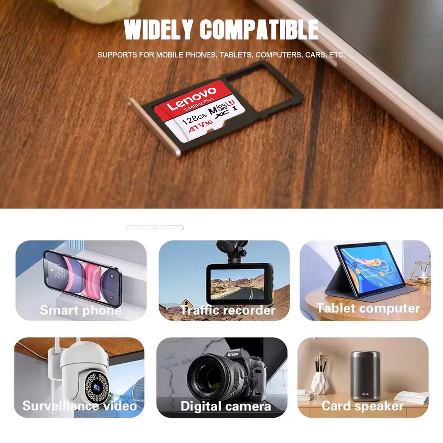 레노버 SD 카드 1TB 익스트림 프로 마이크로 SD 카드 고속 메모리 카드 128GB U3 V60 4K 풀 HD TF 플래시 카드 (닌텐도 스위치용)